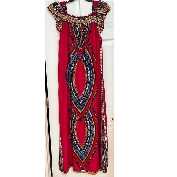Kartika Batik Square Neck Bold Print Maxi Dress L NWT - Picture 5 of 9